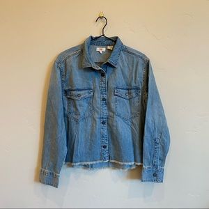LEVI’S Denim Western Frayed Bottom Daniela Button Shirt Chambray